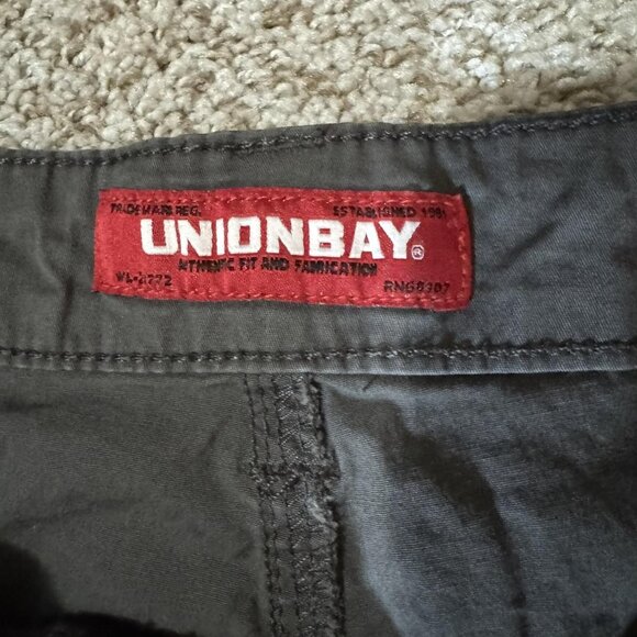 Unionbay Cargo Shorts Mens 40 Charcoal Gray Stretch Multi Pocket Utility Casual - Picture 3 of 9